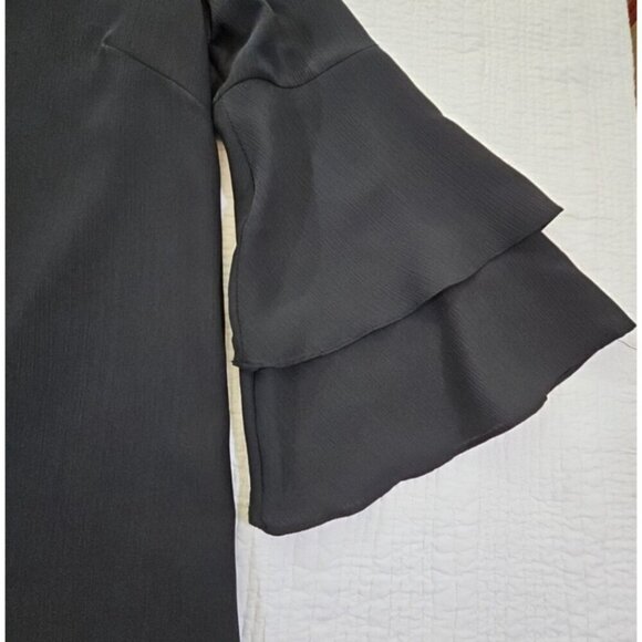 Lysse Flutter Sleeve Tunic Women's Size Large Black Crepe Fully Lined EUC LN - Picture 2 of 12